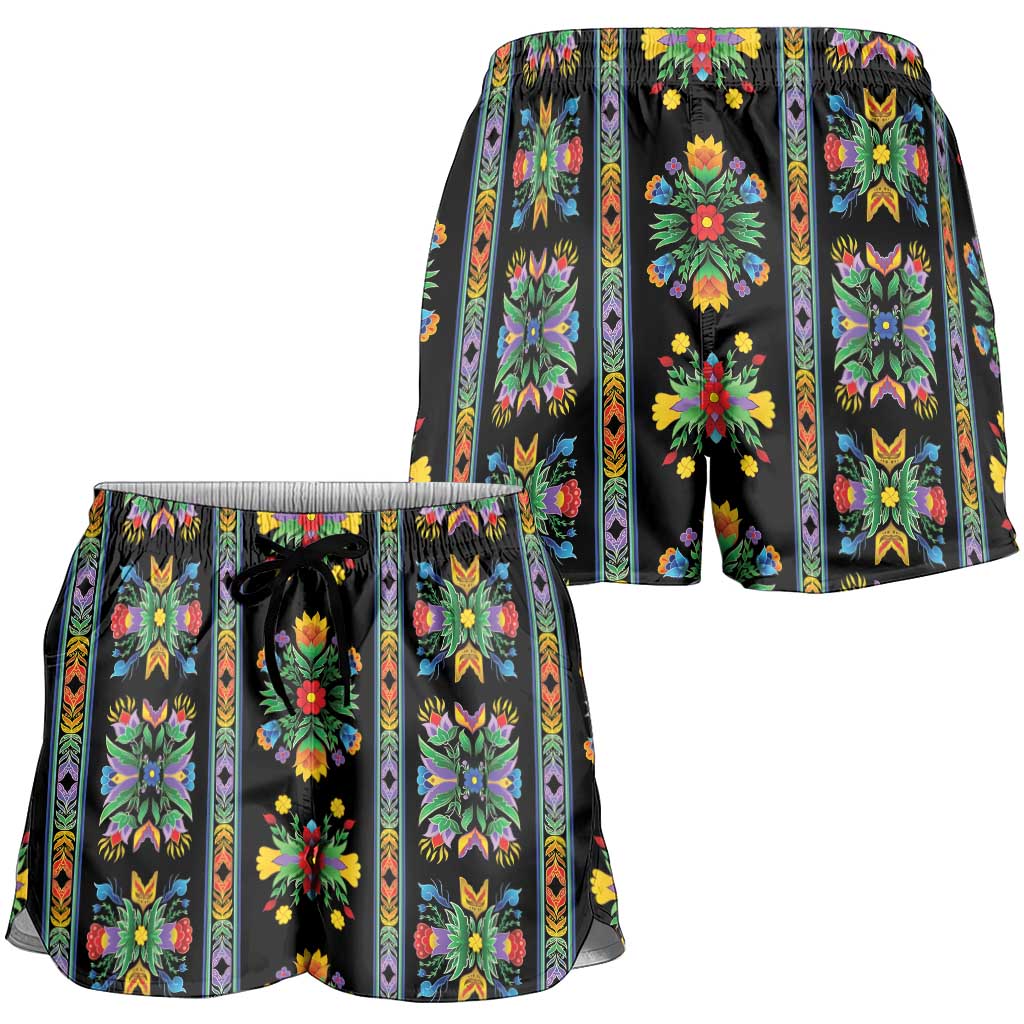 Regalia Stripe Floral Pattern Shorts for Women Colorful Attractive - Wonder Print Shop