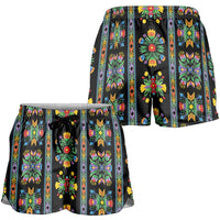 Regalia Stripe Floral Pattern Shorts for Women Colorful Attractive - Wonder Print Shop