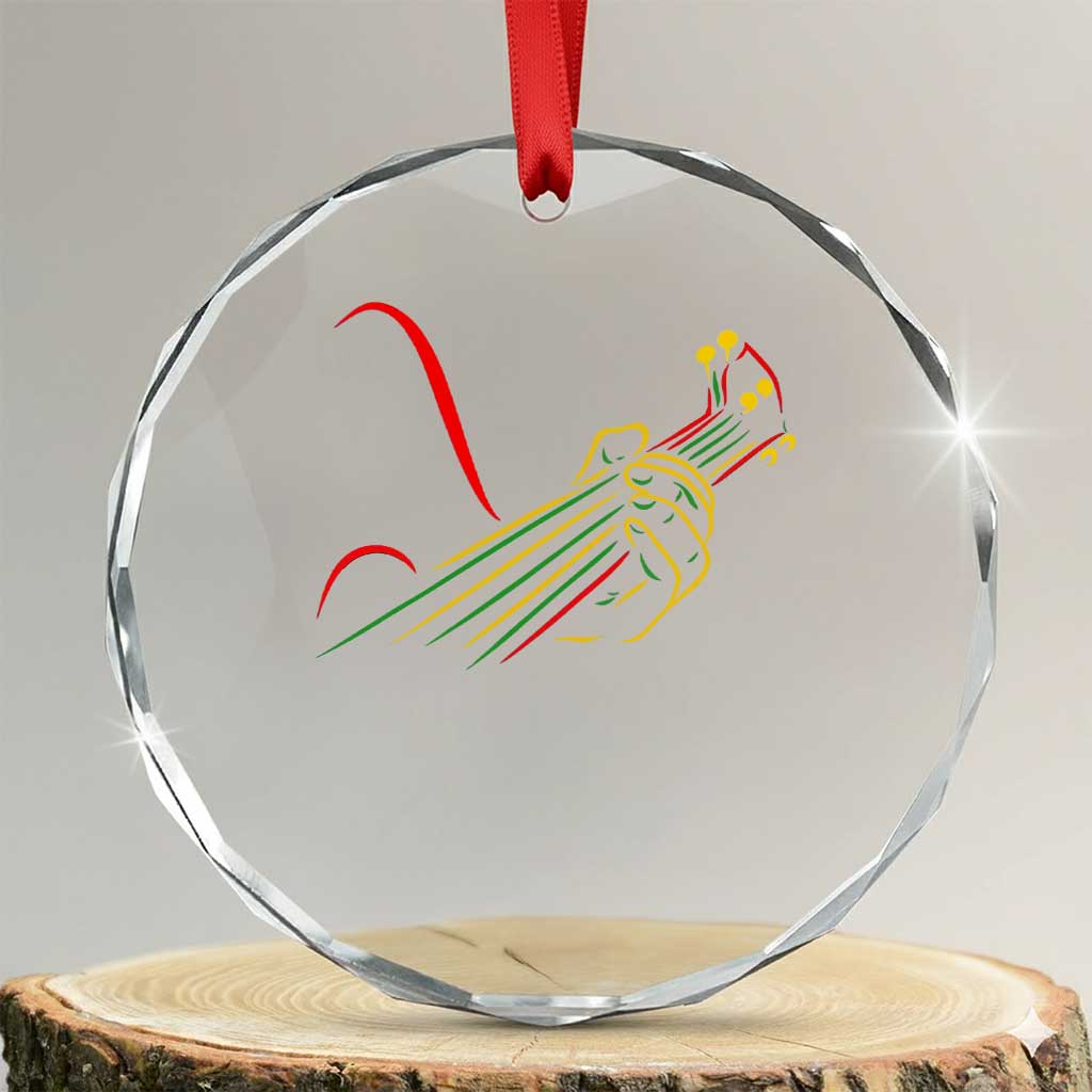 Reggae Guitar Crystal Glass Ornament Rasta Music Gift for Guitar Lovers - Wonder Print Shop
