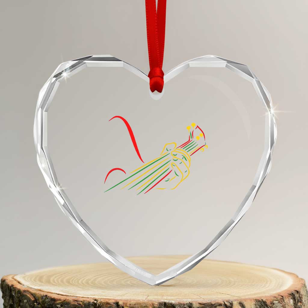 Reggae Guitar Heart Crystal Glass Ornament Rasta Music Gift for Guitar Lovers - Wonder Print Shop