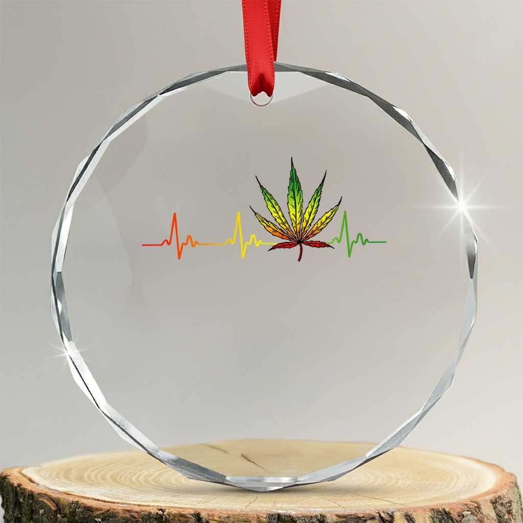 Reggae Weed Crystal Glass Ornament Rasta Marijuana Leaf Heartbeat Weed Lovers 420 - Wonder Print Shop