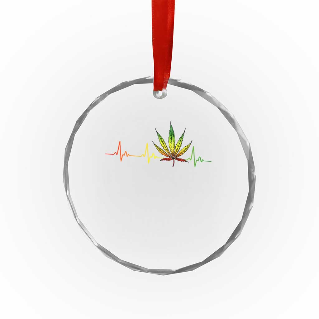 Reggae Weed Crystal Glass Ornament Rasta Marijuana Leaf Heartbeat Weed Lovers 420 - Wonder Print Shop