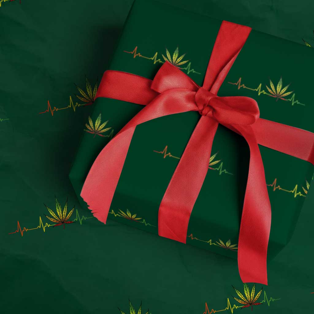 Reggae Weed Wrapping Paper Roll Rasta Marijuana Leaf Heartbeat Weed Lovers 420 - Wonder Print Shop