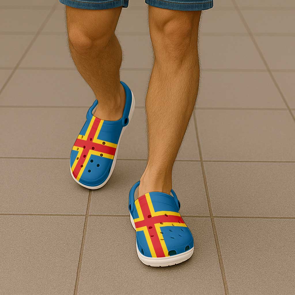 Region of Aland Clogs Shoes Flag Color Inspiration - Wonder Print Shop