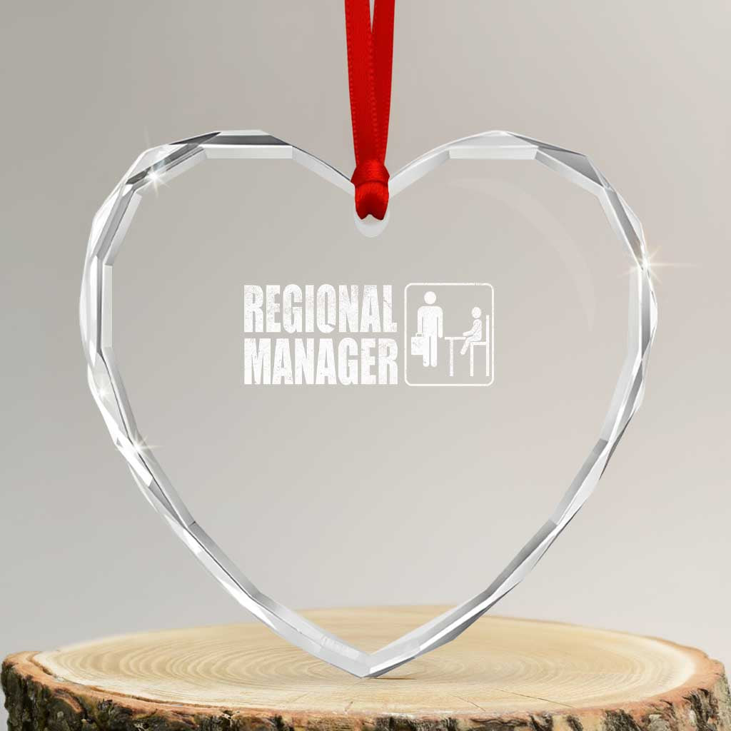Regional Manager Heart Crystal Glass Ornament Funny Dad Baby Matching