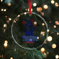Rejecting Kings Since 1776 Crystal Glass Ornament Vintage Patriotic Ship 4th Of July Fireworks TS02