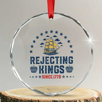 Rejecting Kings Since 1776 Crystal Glass Ornament Vintage Patriotic Ship No King In America TS02