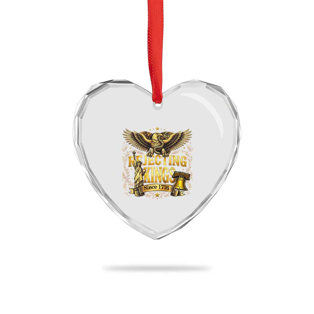 Rejecting Kings Since 1776 Heart Crystal Glass Ornament Eagle Freedom Patriotic