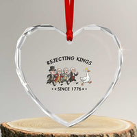 Rejecting Kings Since 1776 Heart Crystal Glass Ornament Funny Founding Fathers Chasing Royal Goose