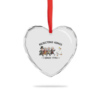 Rejecting Kings Since 1776 Heart Crystal Glass Ornament Funny Founding Fathers Chasing Royal Goose