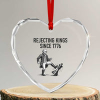 Rejecting Kings Since 1776 Heart Crystal Glass Ornament Funny George Washington