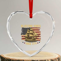Rejecting Kings Since 1776 Heart Crystal Glass Ornament Historic Ship Sailboat Distressed American Flag - Wonder Print Shop