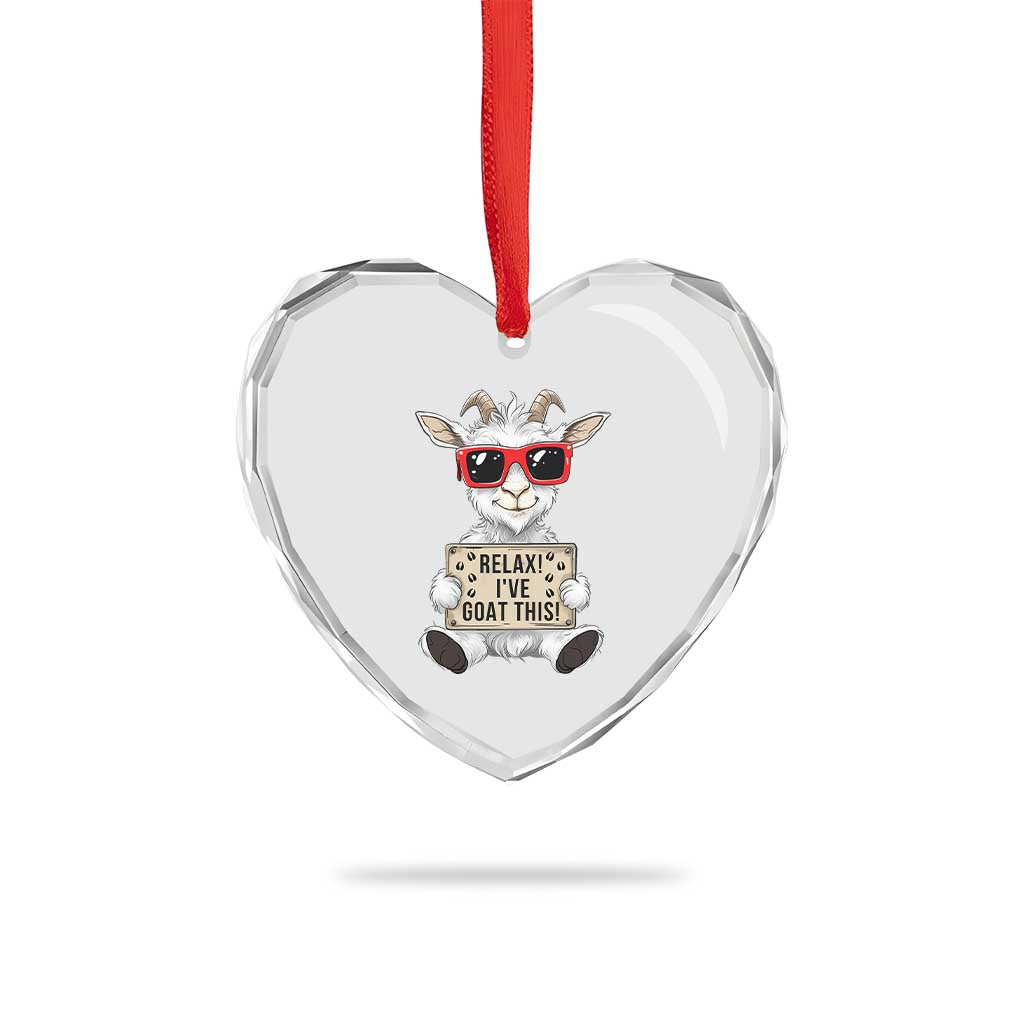 Relax I Have Goat This Heart Crystal Glass Ornament Funny Goat Lover Gift - Wonder Print Shop