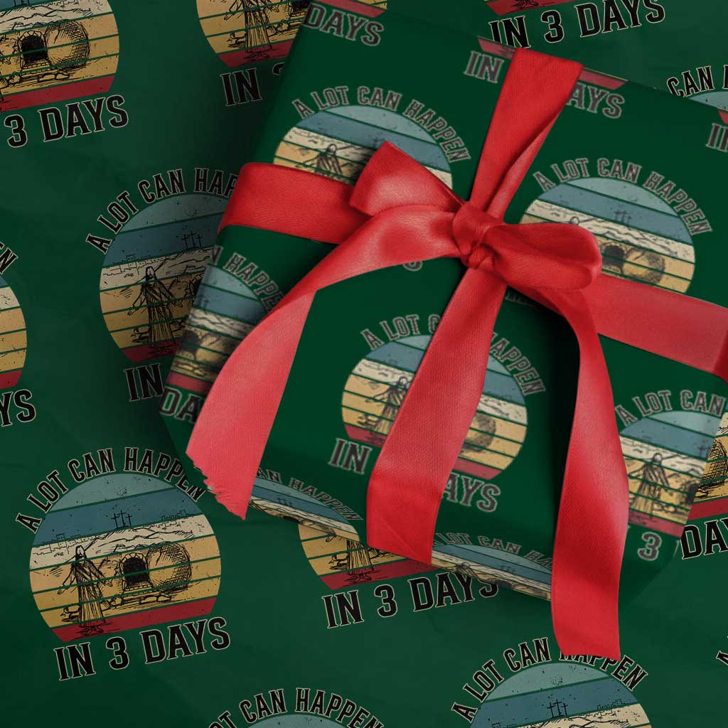 Religious Jesus Wrapping Paper Roll A Lot Can Happen In 3 Days Christian Retro