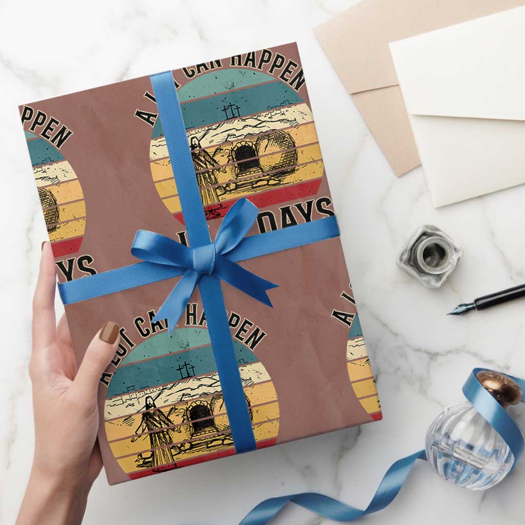 Religious Jesus Wrapping Paper Roll A Lot Can Happen In 3 Days Christian Retro