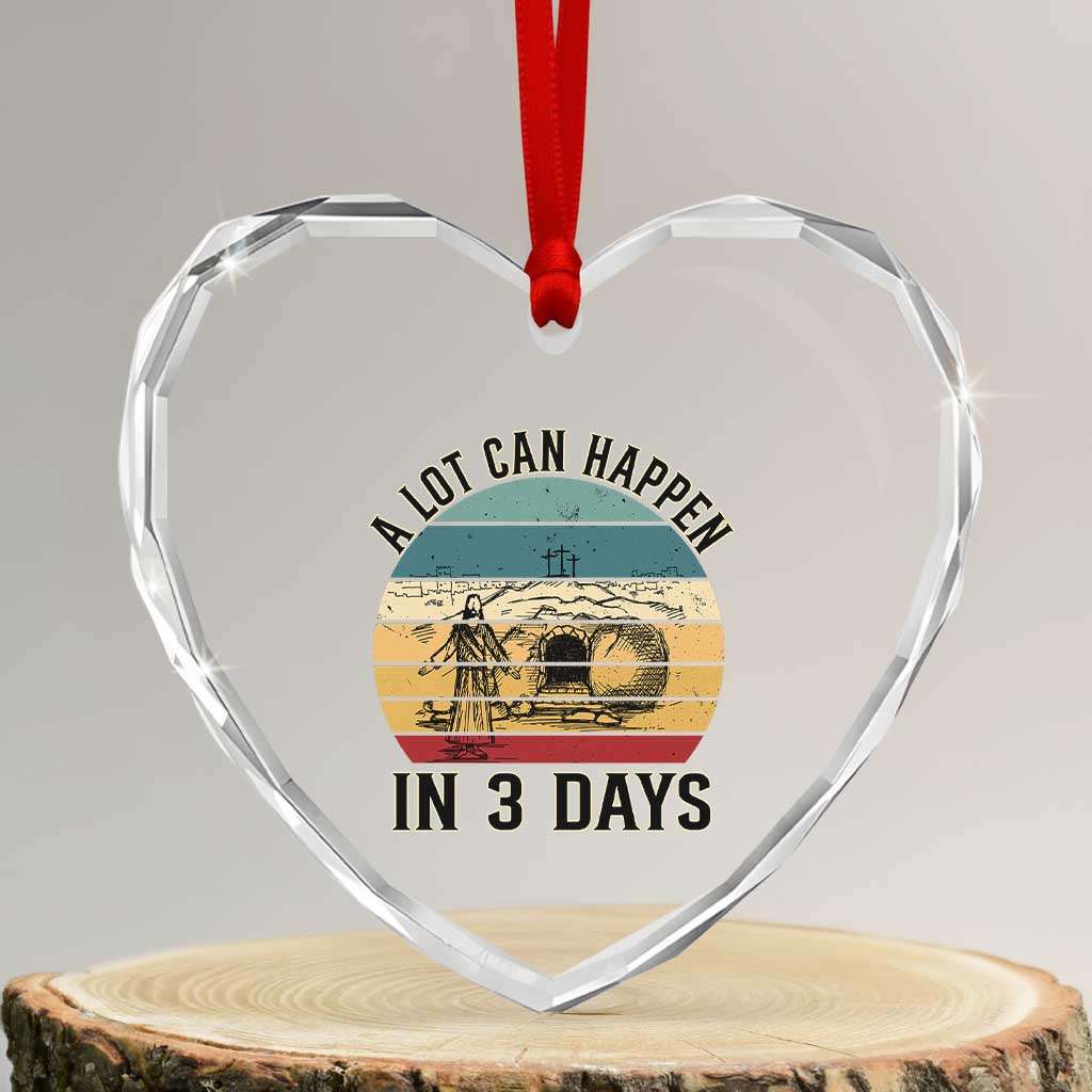 Religious Jesus Heart Crystal Glass Ornament A Lot Can Happen In 3 Days Christian Retro - Wonder Print Shop