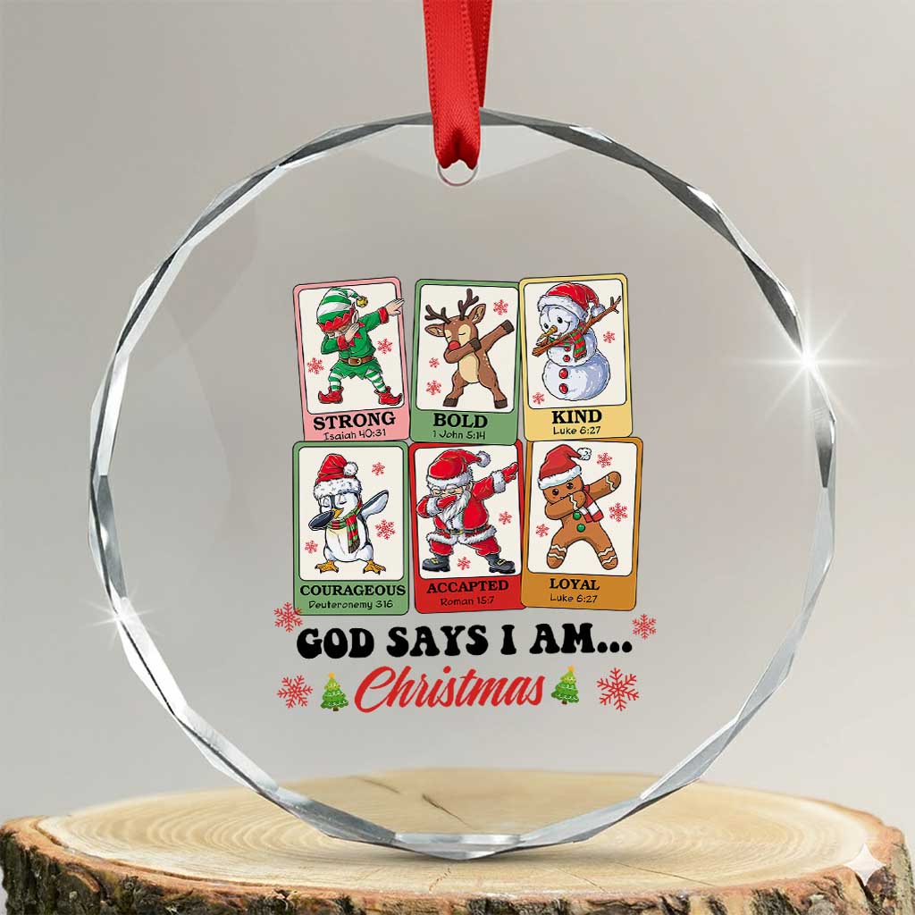 Religious Xmas Crystal Glass Ornament God Says I Am Christian Bible TS10
