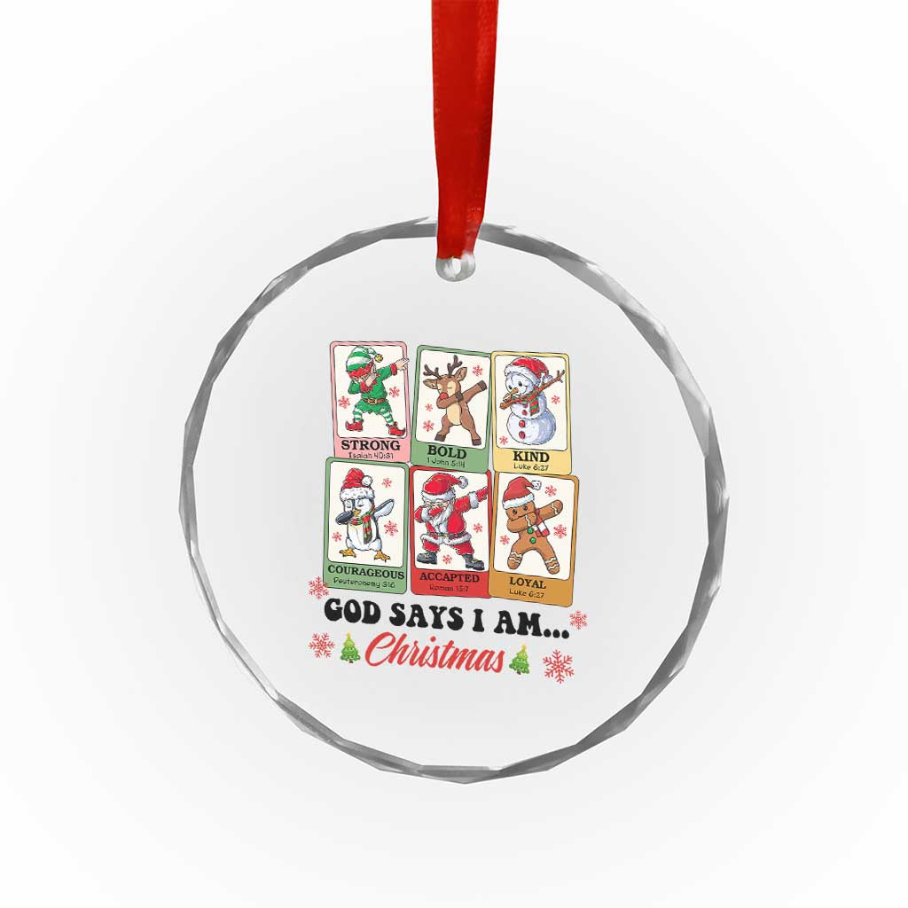 Religious Xmas Crystal Glass Ornament God Says I Am Christian Bible TS10