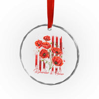 Remember And Honor Memorial Day Crystal Glass Ornament Red Poppy Flowers