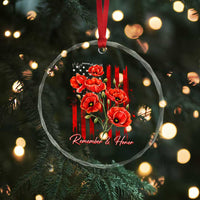 Remember And Honor Memorial Day Crystal Glass Ornament Red Poppy Flowers