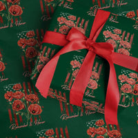Remember And Honor Memorial Day Wrapping Paper Roll Red Poppy Flowers
