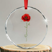 Remember Memorial day Red Poppy Veteran Military Army Crystal Glass Ornament