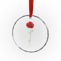 Remember Memorial day Red Poppy Veteran Military Army Crystal Glass Ornament