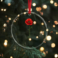 Remember Memorial day Red Poppy Veteran Military Army Crystal Glass Ornament