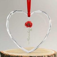 Remember Memorial day Red Poppy Veteran Military Army Heart Crystal Glass Ornament