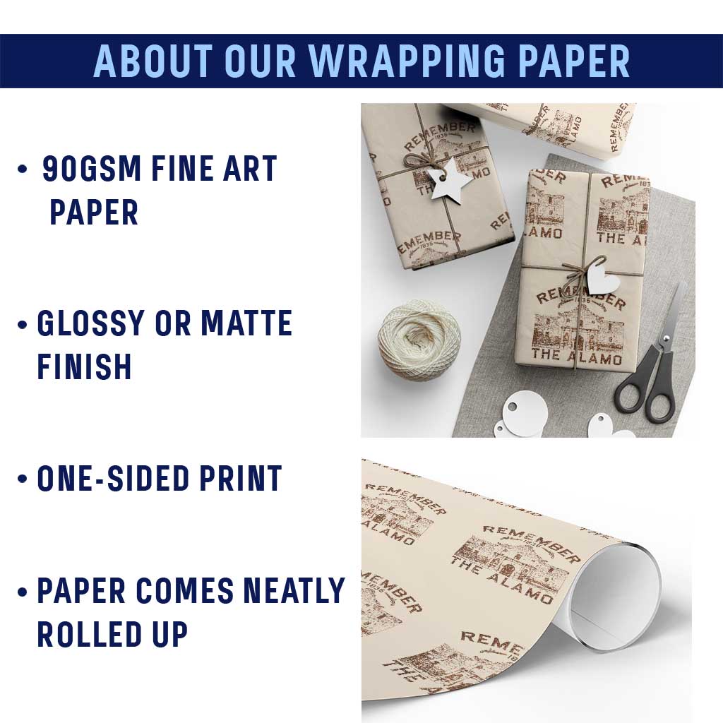 Remember The Alamo Wrapping Paper Roll Texas Souvenir History San Antonio Pride TS10
