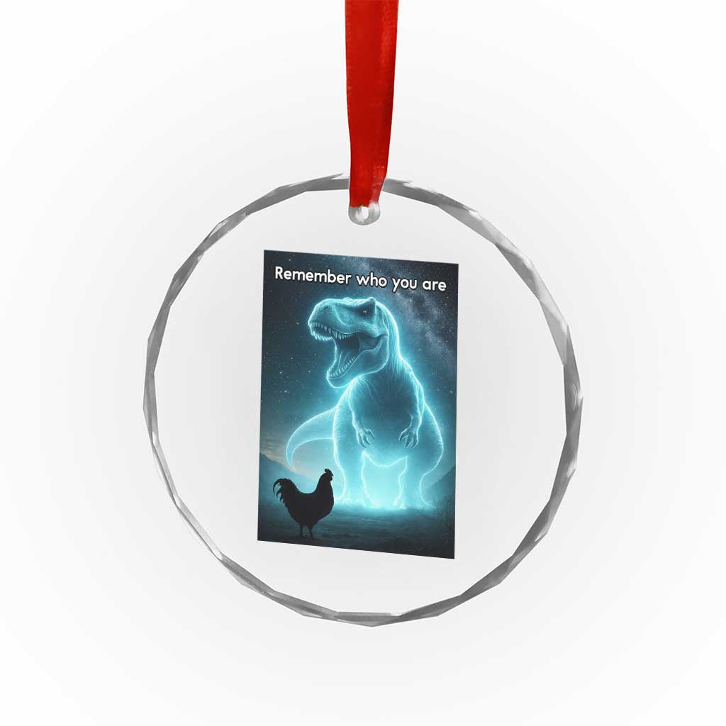 Remember Who You Are Crystal Glass Ornament Funny Evolution Joke Meme Chicken Dinosaur - Wonder Print Shop