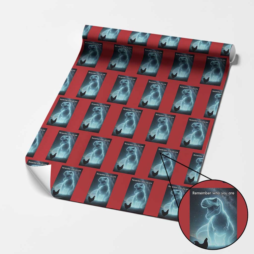 Remember Who You Are Wrapping Paper Roll Funny Evolution Joke Meme Chicken Dinosaur - Wonder Print Shop