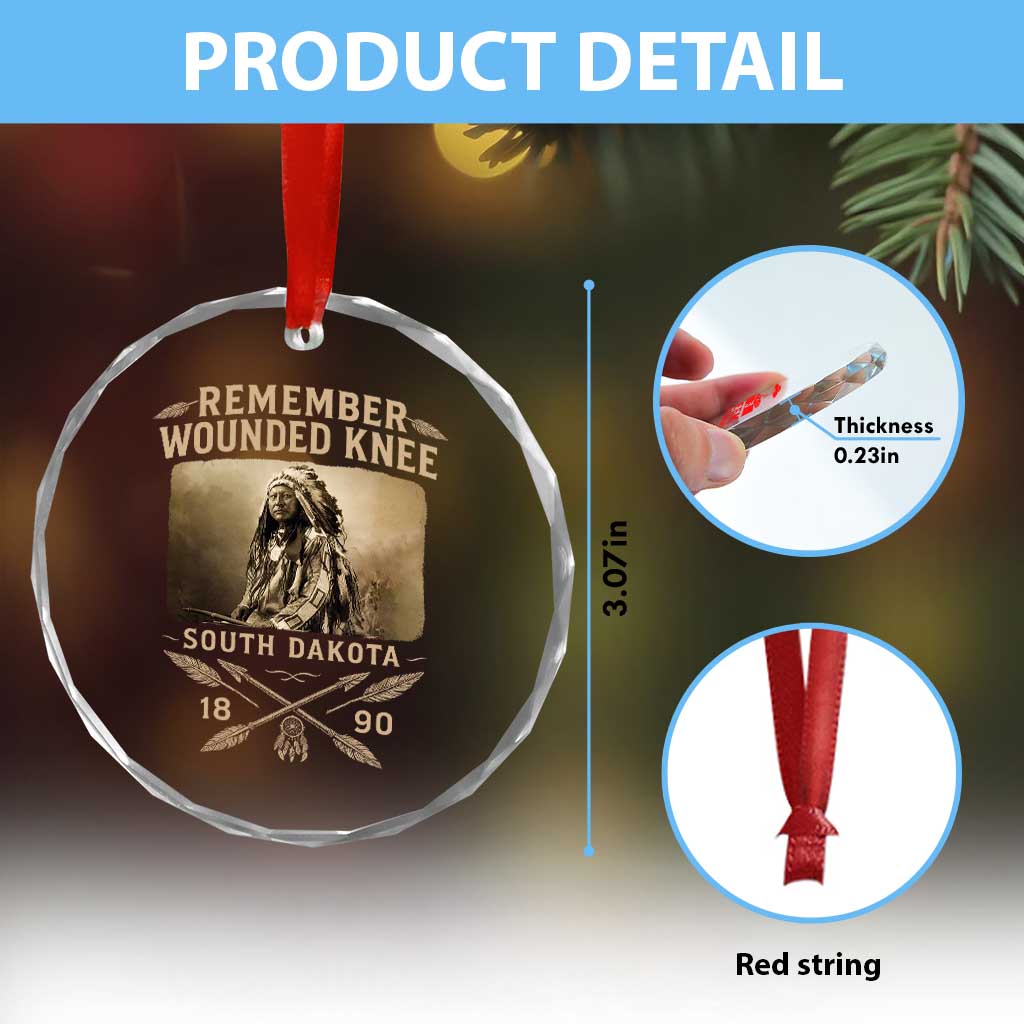 Remember Wounded Knee Crystal Glass Ornament Spotted Elk Lakota Sioux Native American History - Wonder Print Shop