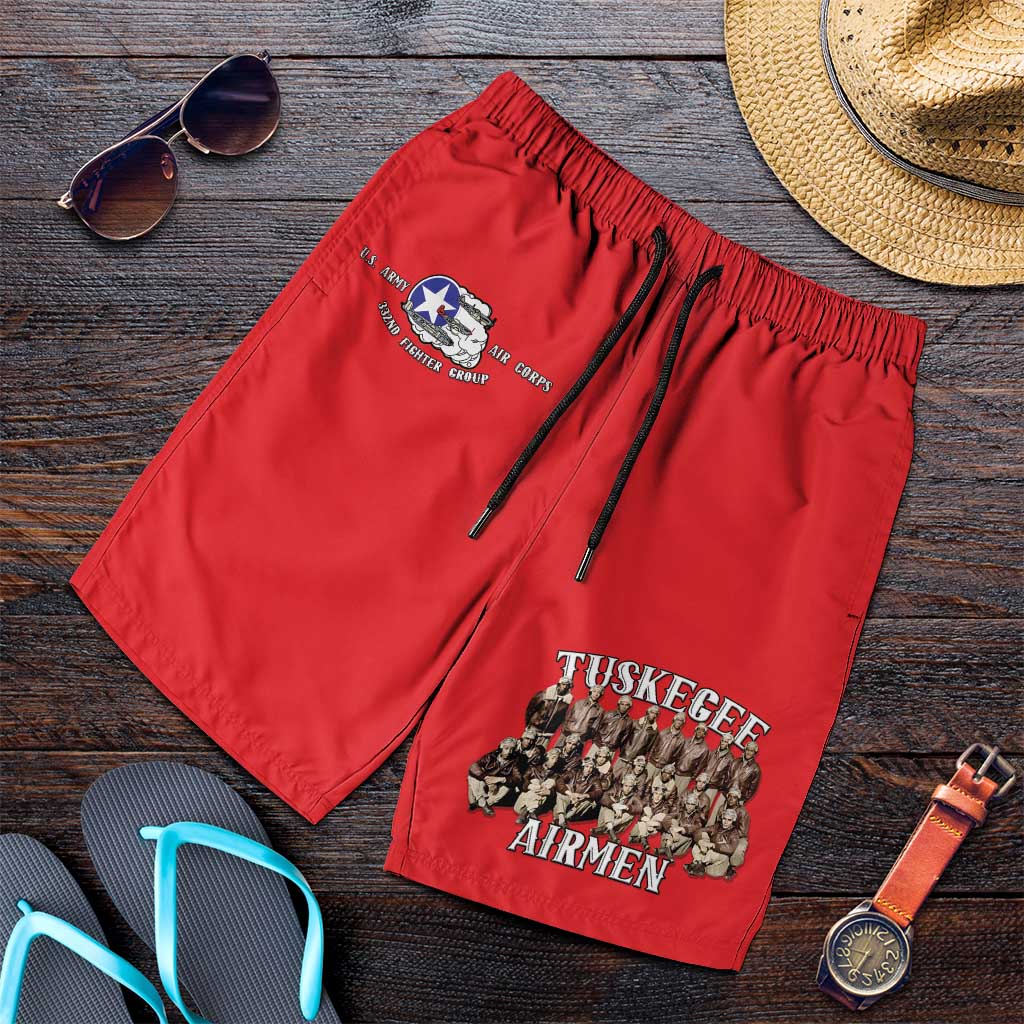 Remembering Tuskegee Airmen Shorts for Men Heroes of the 332nd Squadron Red Art - Wonder Print Shop