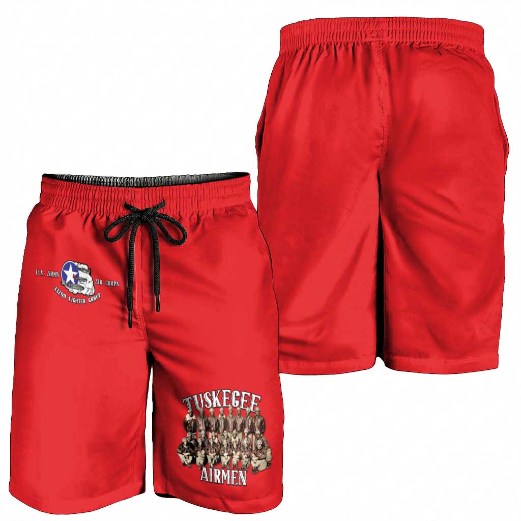 Remembering Tuskegee Airmen Shorts for Men Heroes of the 332nd Squadron Red Art - Wonder Print Shop