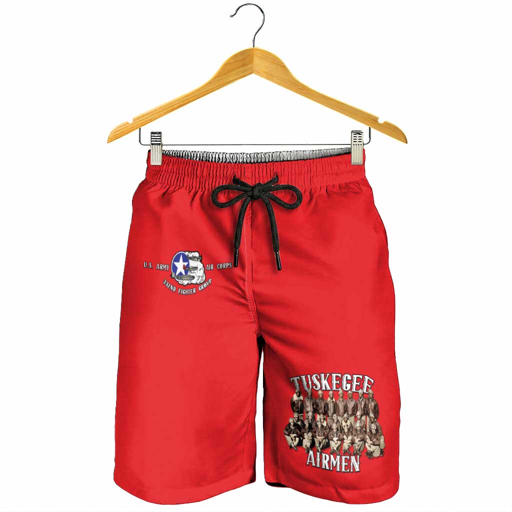 Remembering Tuskegee Airmen Shorts for Men Heroes of the 332nd Squadron Red Art - Wonder Print Shop