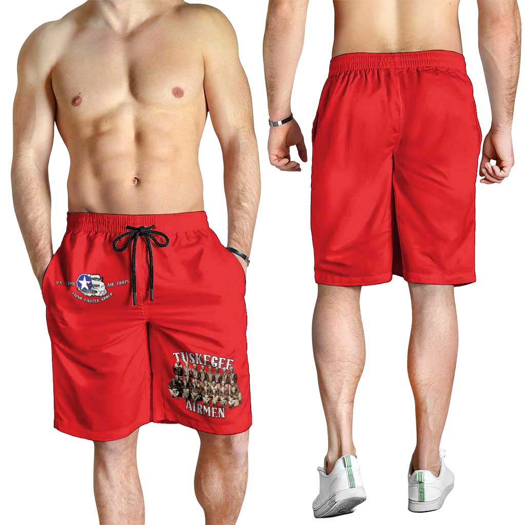 Remembering Tuskegee Airmen Shorts for Men Heroes of the 332nd Squadron Red Art - Wonder Print Shop