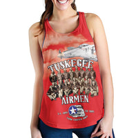 Remembering Tuskegee Airmen Women Racerback Tank Heroes of the 332nd Squadron Red Art - Wonder Print Shop