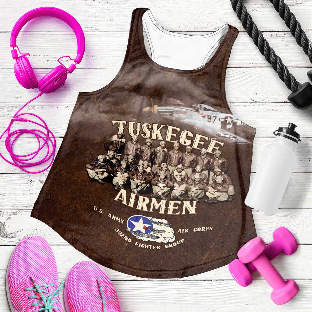 Remembering Tuskegee Airmen Women Racerback Tank Heroes of the 332nd Squadron Retro Style - Wonder Print Shop