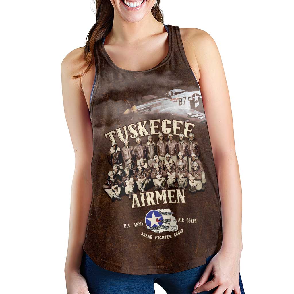 Remembering Tuskegee Airmen Women Racerback Tank Heroes of the 332nd Squadron Retro Style - Wonder Print Shop
