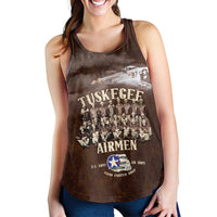 Remembering Tuskegee Airmen Women Racerback Tank Heroes of the 332nd Squadron Retro Style - Wonder Print Shop