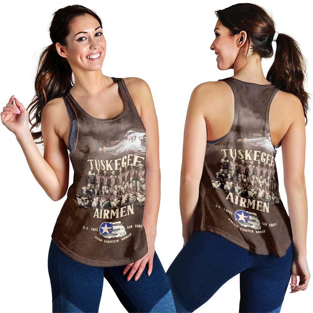 Remembering Tuskegee Airmen Women Racerback Tank Heroes of the 332nd Squadron Retro Style - Wonder Print Shop