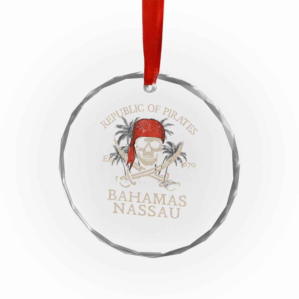Republic Of Pirates Nassau Bahamas Crystal Glass Ornament Vintage Caribbean Summer Vacation TS10