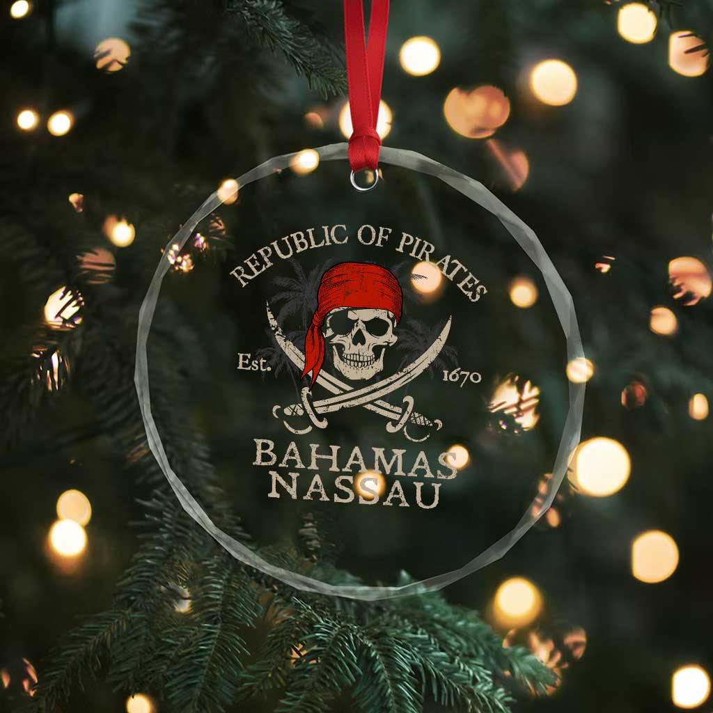 Republic Of Pirates Nassau Bahamas Crystal Glass Ornament Vintage Caribbean Summer Vacation TS10