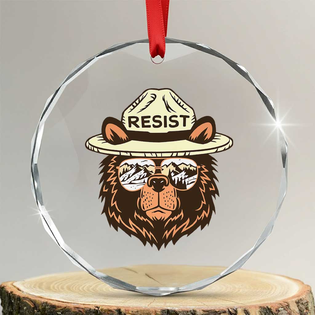 Resist Bear Retro Vintage Crystal Glass Ornament - Wonder Print Shop
