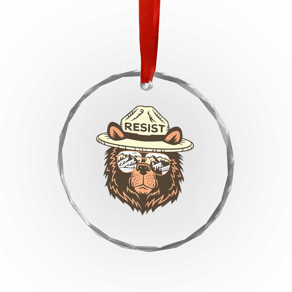 Resist Bear Retro Vintage Crystal Glass Ornament - Wonder Print Shop