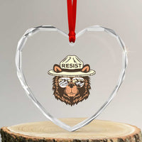 Resist Bear Retro Vintage Heart Crystal Glass Ornament - Wonder Print Shop