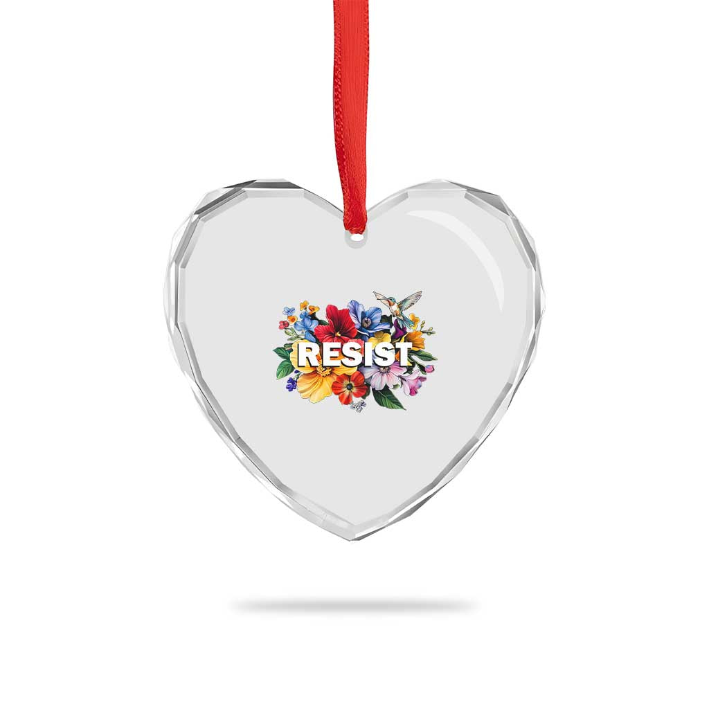 Resist Floral Heart Crystal Glass Ornament Retro Botanical Graphic - Wonder Print Shop