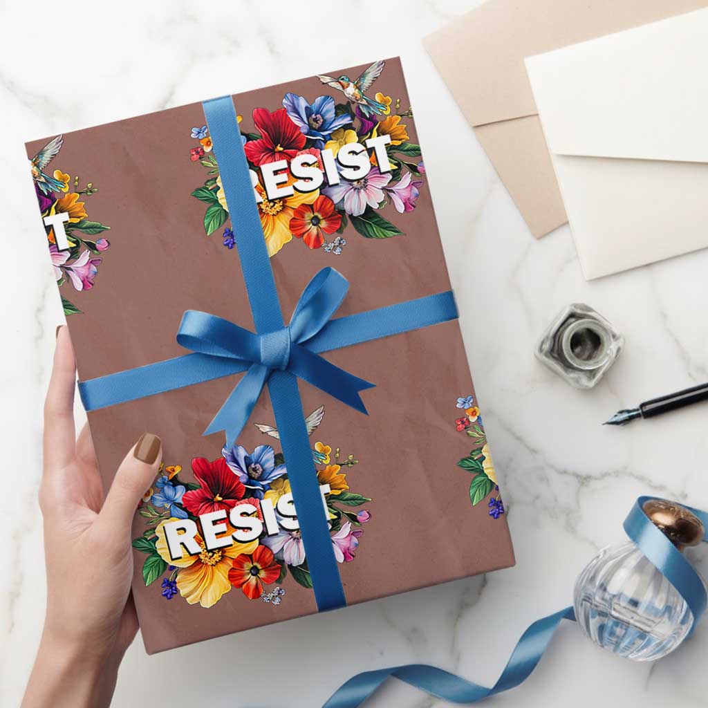 Resist Floral Wrapping Paper Roll Retro Botanical Graphic - Wonder Print Shop