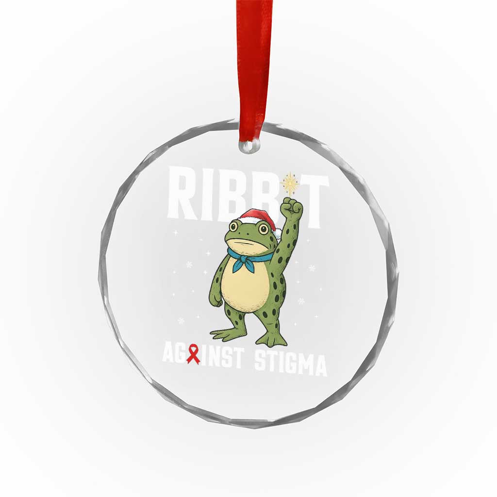 Resist Frog AIDS Awareness Christmas Crystal Glass Ornament Funny Portland Activist Meme HIV Support Red Ribbon - Wonder Print Shop